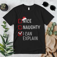 Funny Naughty Nice Christmas Family Pajama Premium T-Shirt