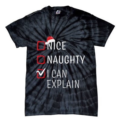 Funny Naughty Nice Christmas Family Pajama Tie-Dye T-Shirt