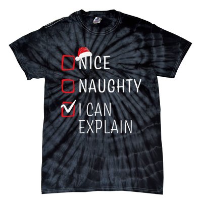 Funny Naughty Nice Christmas Family Pajama Tie-Dye T-Shirt