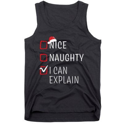 Funny Naughty Nice Christmas Family Pajama Tank Top