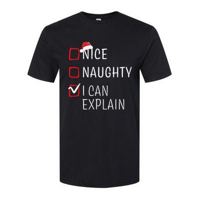 Funny Naughty Nice Christmas Family Pajama Softstyle CVC T-Shirt