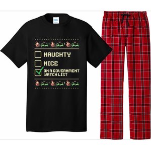 Funny Naughty Nice On A Government Watch List Christmas Xmas Pajama Set