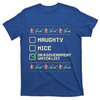 Funny Naughty Nice On A Government Watch List Christmas Xmas T-Shirt