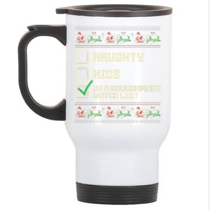 Funny Naughty Nice On A Government Watch List Christmas Xmas Stainless Steel Travel Mug