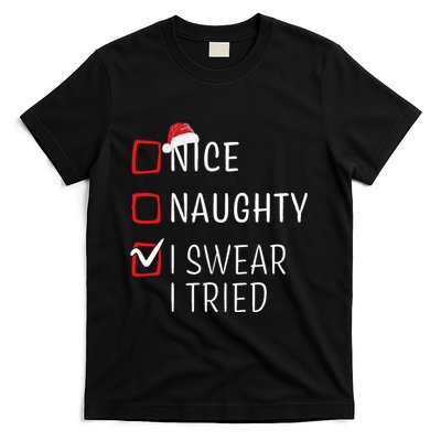 Funny Naughty Nice Christmas Family Pajama T-Shirt