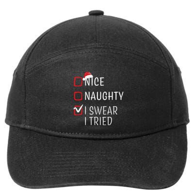 Funny Naughty Nice Christmas Family Pajama 7-Panel Snapback Hat