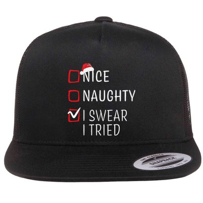 Funny Naughty Nice Christmas Family Pajama Flatbill Hat