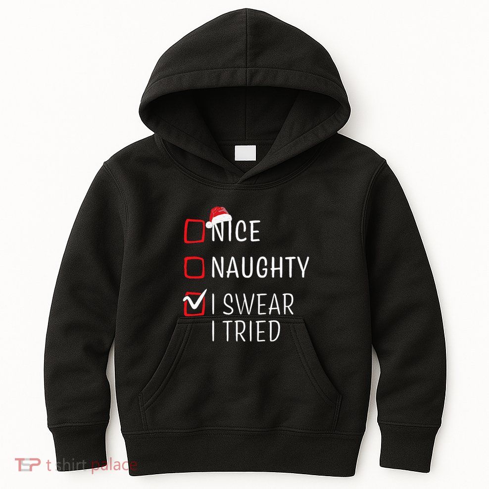 Funny Naughty Nice Christmas Family Pajama Kids Hoodie