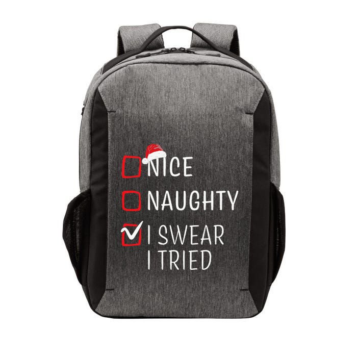 Funny Naughty Nice Christmas Family Pajama Vector Backpack