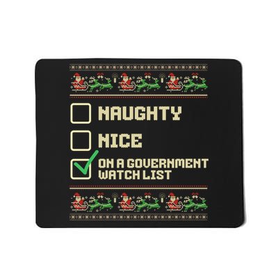 Funny Naughty Nice On A Government Watch List Christmas Xmas Mousepad