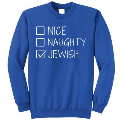 Funny Nice Naughty Jewish For Hanukkah Hebrew Christmas Gift Tall Sweatshirt