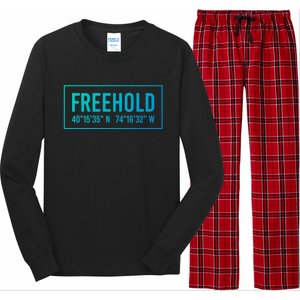 Freehold Nj New Jersey Funny City Coordinates Home Gift Cute Gift Long Sleeve Pajama Set