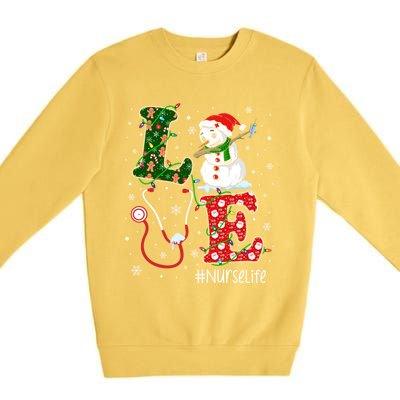 Funny Nurse Nursing Christmas Santa Reindeer Love Nurse Life Gift Premium Crewneck Sweatshirt