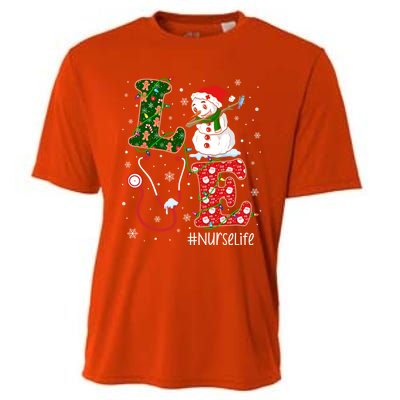 Funny Nurse Nursing Christmas Santa Reindeer Love Nurse Life Gift Cooling Performance Crew T-Shirt