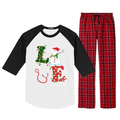 Funny Nurse Nursing Christmas Santa Reindeer Love Nurse Life Gift Raglan Sleeve Pajama Set