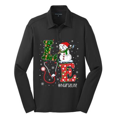 Funny Nurse Nursing Christmas Santa Reindeer Love Nurse Life Gift Silk Touch Performance Long Sleeve Polo