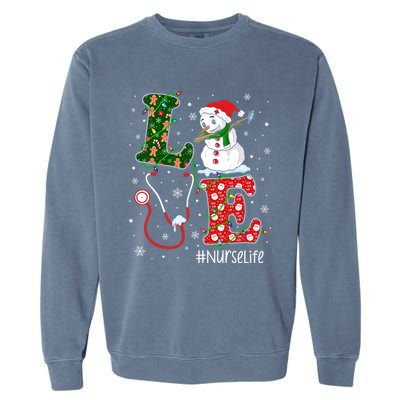 Funny Nurse Nursing Christmas Santa Reindeer Love Nurse Life Gift Garment-Dyed Sweatshirt