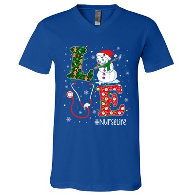 Funny Nurse Nursing Christmas Santa Reindeer Love Nurse Life Gift V-Neck T-Shirt