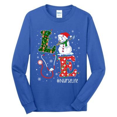 Funny Nurse Nursing Christmas Santa Reindeer Love Nurse Life Gift Tall Long Sleeve T-Shirt