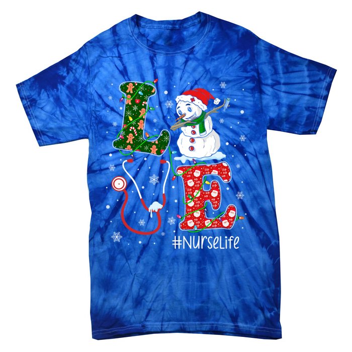 Funny Nurse Nursing Christmas Santa Reindeer Love Nurse Life Gift Tie-Dye T-Shirt