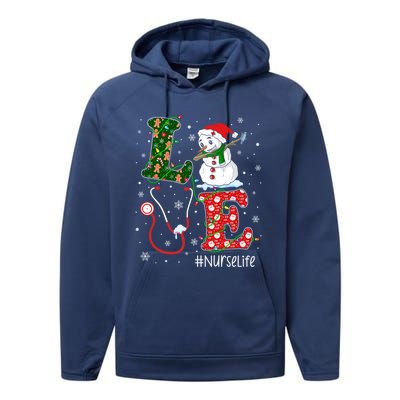 Funny Nurse Nursing Christmas Santa Reindeer Love Nurse Life Gift Performance Fleece Hoodie