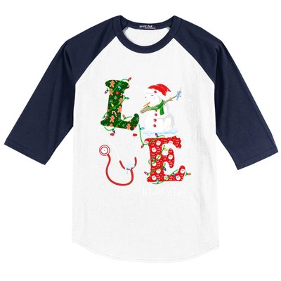 Funny Nurse Nursing Christmas Santa Reindeer Love Nurse Life Gift Baseball Sleeve Shirt