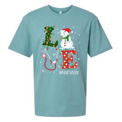 Funny Nurse Nursing Christmas Santa Reindeer Love Nurse Life Gift Sueded Cloud Jersey T-Shirt