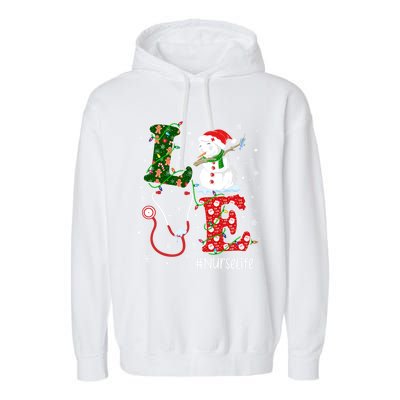 Funny Nurse Nursing Christmas Santa Reindeer Love Nurse Life Gift Garment-Dyed Fleece Hoodie