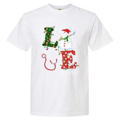 Funny Nurse Nursing Christmas Santa Reindeer Love Nurse Life Gift Garment-Dyed Heavyweight T-Shirt