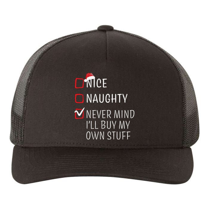 Funny Naughty Nice Christmas Family Pajama Yupoong Adult 5-Panel Trucker Hat