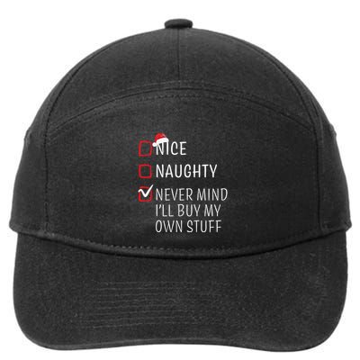 Funny Naughty Nice Christmas Family Pajama 7-Panel Snapback Hat