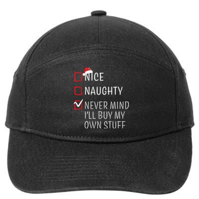 Funny Naughty Nice Christmas Family Pajama 7-Panel Snapback Hat