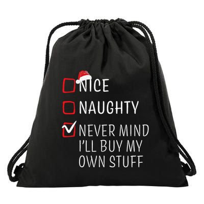 Funny Naughty Nice Christmas Family Pajama Drawstring Bag