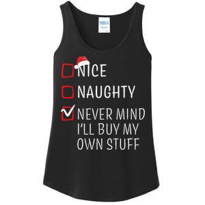 Funny Naughty Nice Christmas Family Pajama Ladies Essential Tank