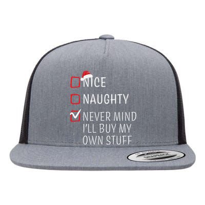 Funny Naughty Nice Christmas Family Pajama Flat Bill Trucker Hat