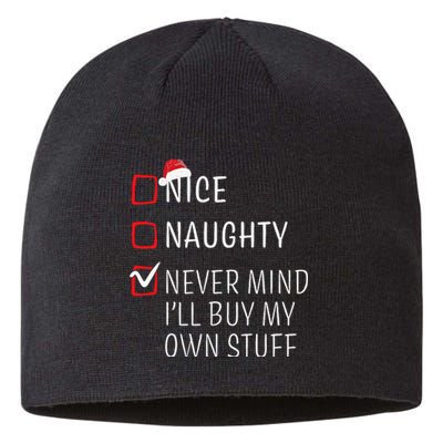 Funny Naughty Nice Christmas Family Pajama Sustainable Beanie