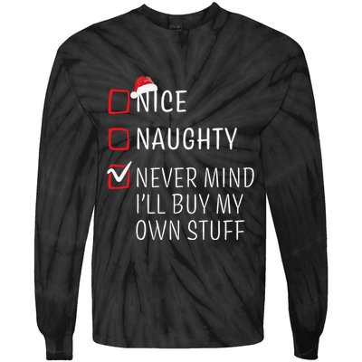 Funny Naughty Nice Christmas Family Pajama Tie-Dye Long Sleeve Shirt