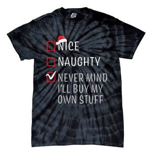 Funny Naughty Nice Christmas Family Pajama Tie-Dye T-Shirt