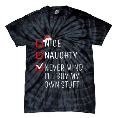 Funny Naughty Nice Christmas Family Pajama Tie-Dye T-Shirt