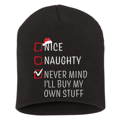 Funny Naughty Nice Christmas Family Pajama Short Acrylic Beanie