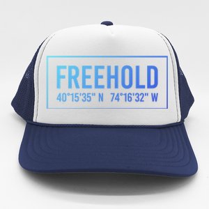 Freehold Nj New Jersey Funny City Coordinates Home Gift Cute Gift Trucker Hat