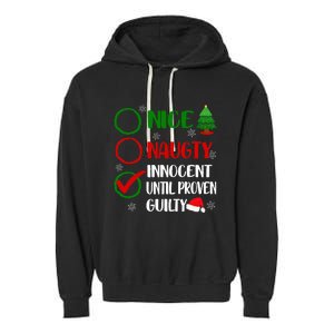 Funny Nice Naughty Innocent Christmas Xmas Garment-Dyed Fleece Hoodie