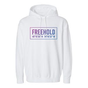 Freehold Nj New Jersey Funny City Coordinates Home Gift Cute Gift Garment-Dyed Fleece Hoodie