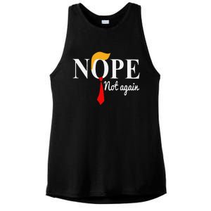 Funny Nope Not Again Funny Trump Ladies PosiCharge Tri-Blend Wicking Tank