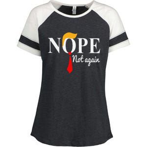 Funny Nope Not Again Funny Trump Enza Ladies Jersey Colorblock Tee