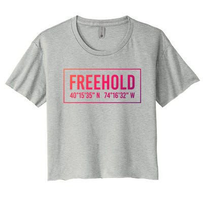 Freehold Nj New Jersey Funny City Coordinates Home Gift Cute Gift Women's Crop Top Tee