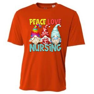 Funny New Nurse And Hippie Gnome Peace Love Nursing Great Gift Cooling Performance Crew T-Shirt