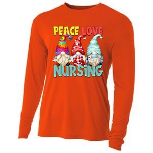 Funny New Nurse And Hippie Gnome Peace Love Nursing Great Gift Cooling Performance Long Sleeve Crew