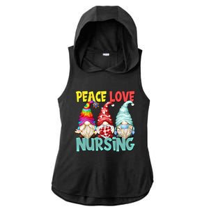 Funny New Nurse And Hippie Gnome Peace Love Nursing Great Gift Ladies PosiCharge Tri-Blend Wicking Draft Hoodie Tank