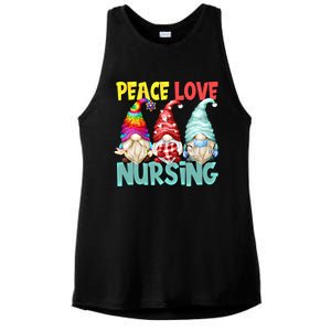 Funny New Nurse And Hippie Gnome Peace Love Nursing Great Gift Ladies PosiCharge Tri-Blend Wicking Tank